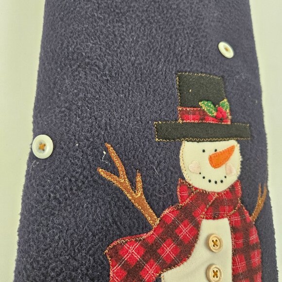 Holiday Place 44in Snowman Christmas Tree Skirt Plush Fabric Buttons Stitching - Picture 7 of 11